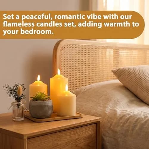 JHY DESIGN 3D Flameless Candles Set 4/5/6 inch High | Real Wax Battery Candles with Remote Timer thumbnail 5