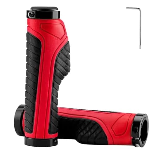 ROCKBROS Handlebar Grips Double Aluminum Clamp Lock Anti-Slip Red | Ergonomic MTB & BMX Grip thumbnail 1