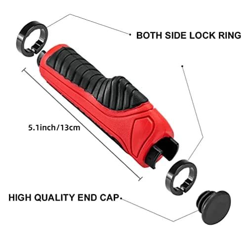 ROCKBROS Handlebar Grips Double Aluminum Clamp Lock Anti-Slip Red | Ergonomic MTB & BMX Grip thumbnail 2