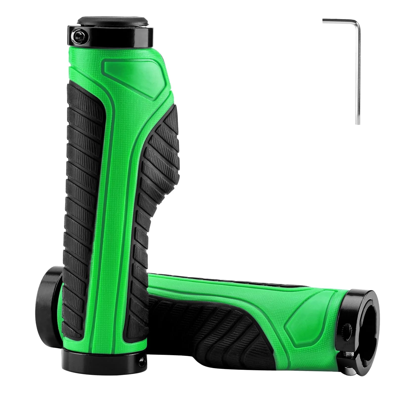 ROCKBROS Handlebar Grips Aluminum Lock-on Anti-Slip Green | Ergonomic MTB & BMX — Black Green