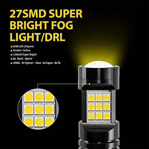 AUXLIGHT H10 LED Fog Light DRL Bulbs 2400 Lumens Golden Yellow | Extremely Bright Fog Light Replacement thumbnail 5