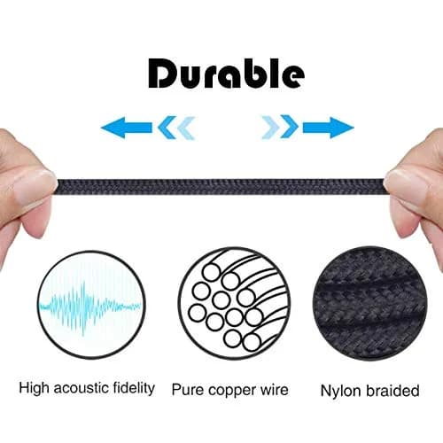NewFantasia Headphone Cord Audio Cable 1.3m (4.3ft) with Mic & Volume Control | Braided Nylon for Sennheiser HD4.40/BT, HD4.50/BTNC, HD4.30i, HD400S thumbnail 5