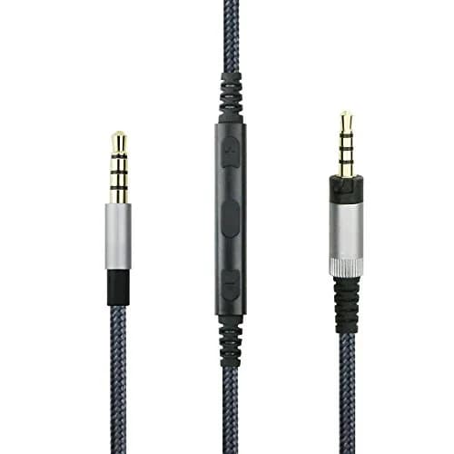 NewFantasia Headphone Cord Audio Cable 1.3m (4.3ft) with Mic & Volume Control | Braided Nylon for Sennheiser HD4.40/BT, HD4.50/BTNC, HD4.30i, HD400S thumbnail 1