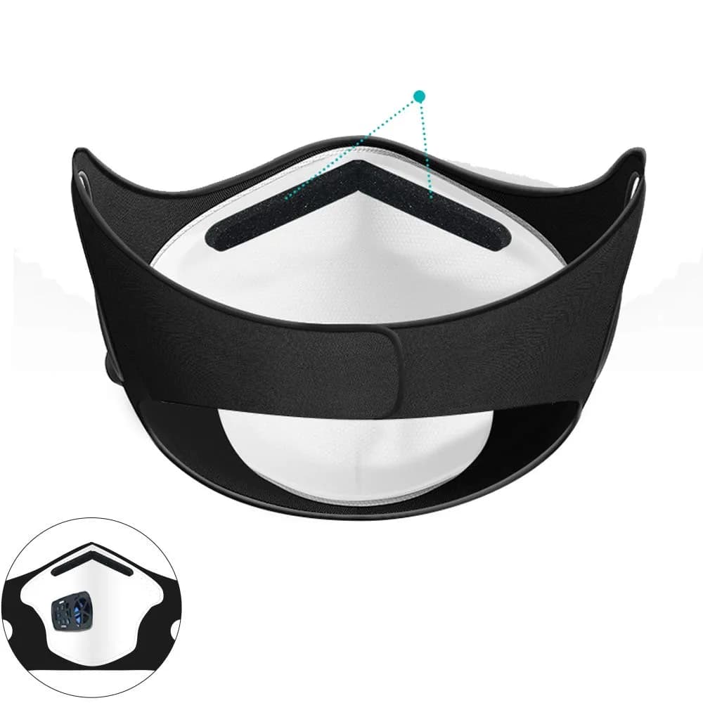 Rsenr Fashion Maskes with Fan for Outdoor Sports | 4-6H Battery, 2 Speed, XL, Black