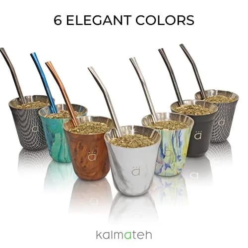 Kalmateh Petite Yerba Mate Gourd 150ml (5oz) with Bombilla Straw & Cleaning Brush | Insulated Stainless Steel for Hot or Cold Drinks thumbnail 7