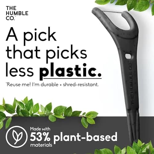The Humble Co. Molar Floss Picks Charcoal 200 Count | Plant-Based & Shred-Resistant thumbnail 4