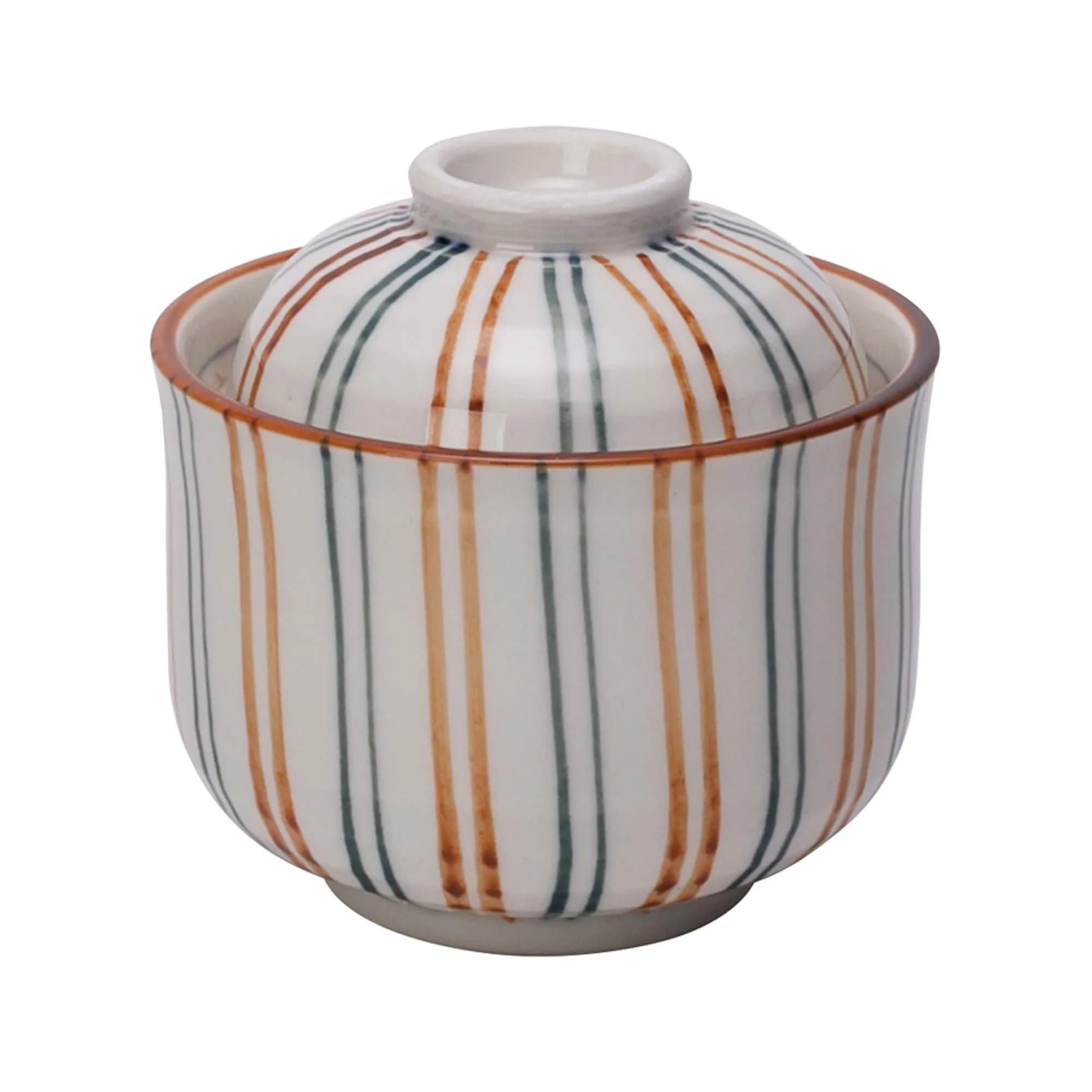IPPINKA Mino-yaki Japanese Chawanmushi Cup with Lid, 100ml | Authentic Ceramic Tea Utensil — Orange