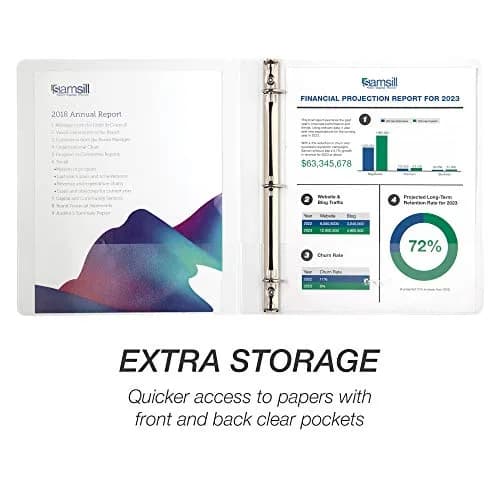 Samsill 0.5 Inch D-Ring Binder, White, 4 Pack | Holds 125 Pages, Recycled Chipboard, Clear View Cover thumbnail 4