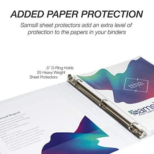 Samsill 0.5 Inch D-Ring Binder, White, 4 Pack | Holds 125 Pages, Recycled Chipboard, Clear View Cover thumbnail 6