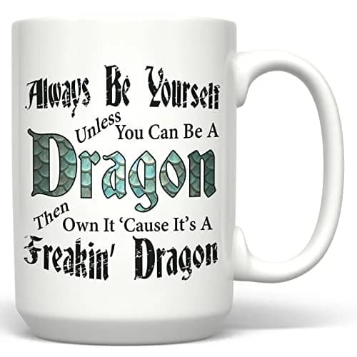 PixiDoodle Be A Freakin Dragon - Dragon Coffee Mug 15 oz | Unique Geeky Gift thumbnail 1
