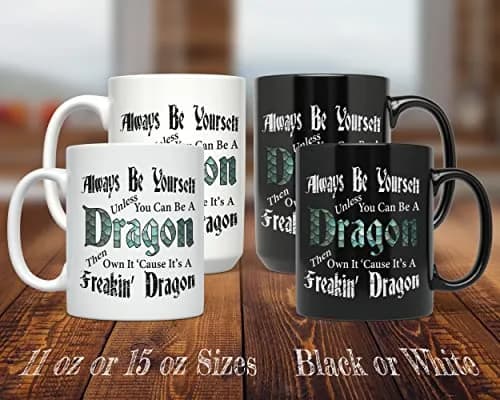 PixiDoodle Be A Freakin Dragon - Dragon Coffee Mug 15 oz | Unique Geeky Gift thumbnail 3