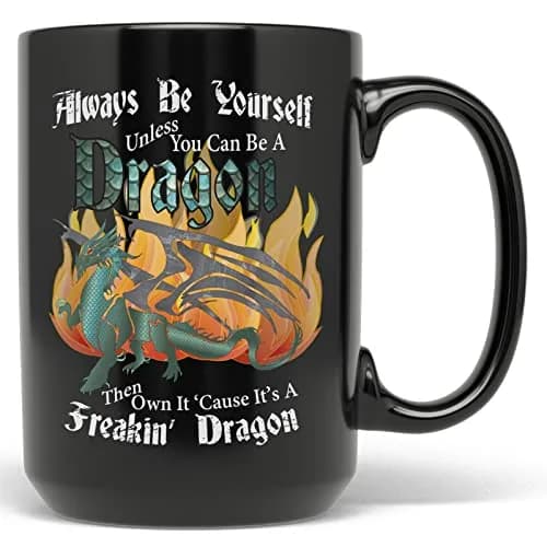 PixiDoodle Dragon Coffee Mug - Self Love Fantasy Dragon 15 oz | Unique Geeky Gift thumbnail 1
