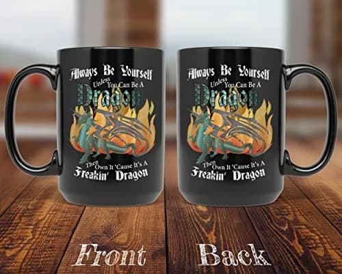 PixiDoodle Dragon Coffee Mug - Self Love Fantasy Dragon 15 oz | Unique Geeky Gift thumbnail 2