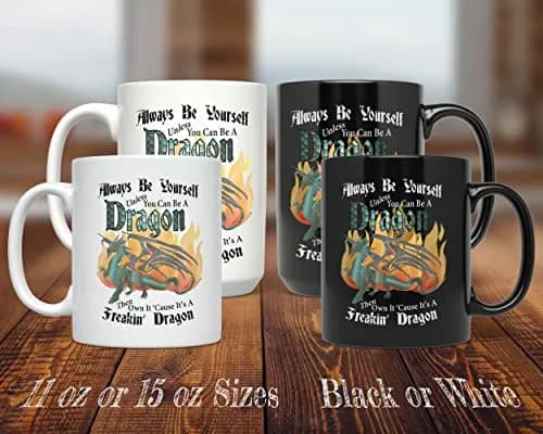 PixiDoodle Dragon Coffee Mug - Self Love Fantasy Dragon 15 oz | Unique Geeky Gift thumbnail 3