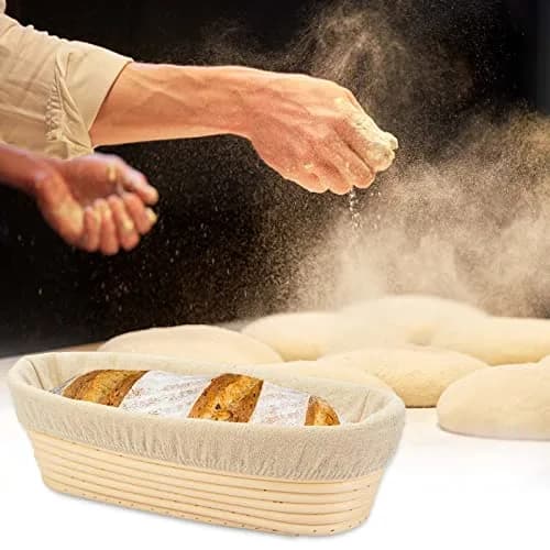 Stormshopping 10 Inch Oval Banneton Brotform Bread Dough Proofing Basket Set with Liner, 2-Pack | Artisan Bread Making for Home Bakers thumbnail 7