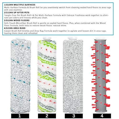 LBLVBNEWD Multi-Surface Pet Brush Rolls & Vacuum Filters 4 Pack Brush Rolls + 3 Filters | Compatible with Bissell CrossWave Max Vacuums thumbnail 2
