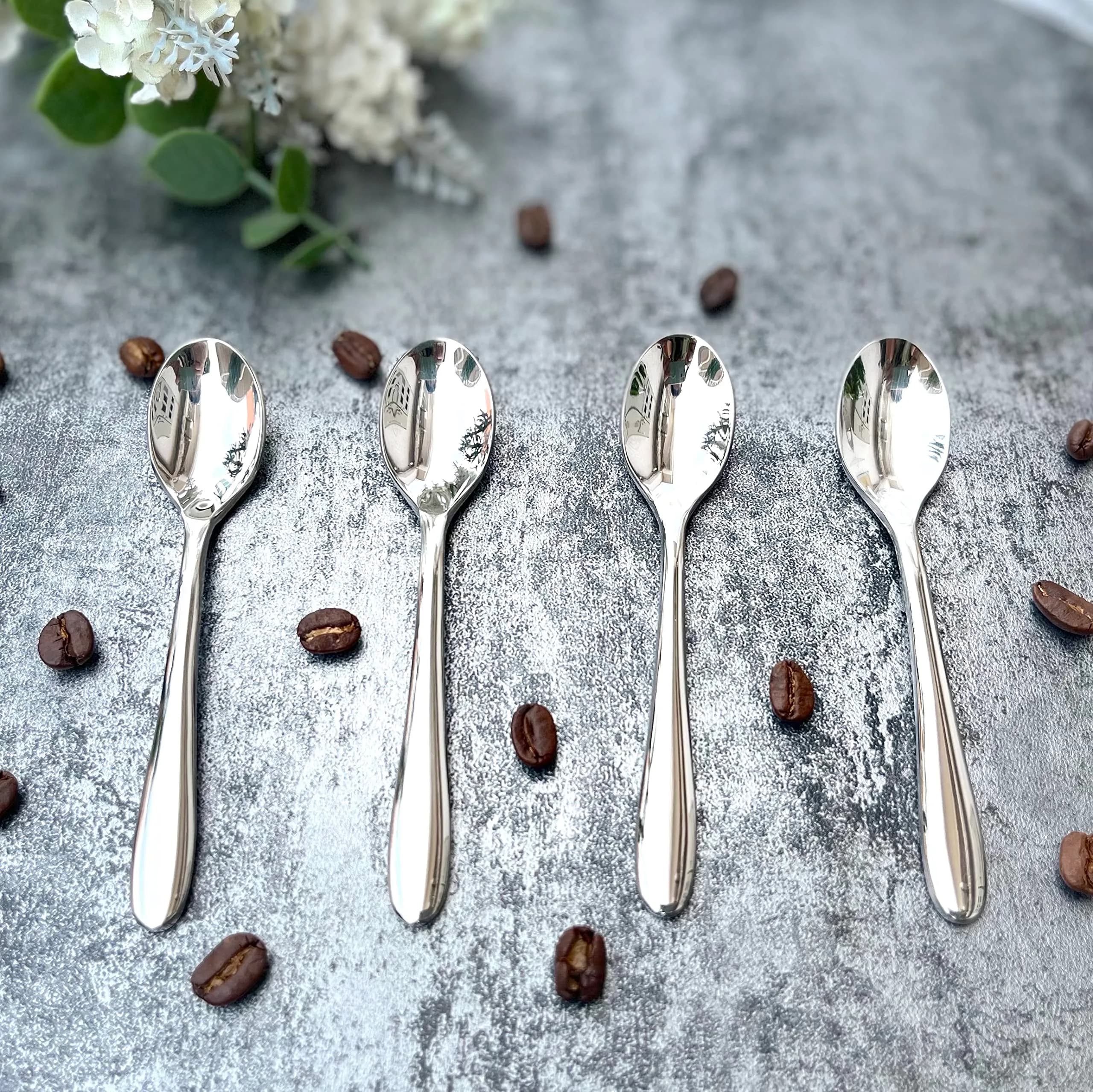 Pretihome Demitasse Coffee Spoon Set of 4, Espresso Dessert Small Tea Spoon 113mm (4.5") | Elegant Mirror Shining Appetizer Spoon — 4.5"