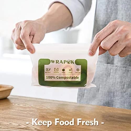 WRAPOK Compostable Snack Bags Small 100 Count | Biodegradable Freezer Storage thumbnail 4