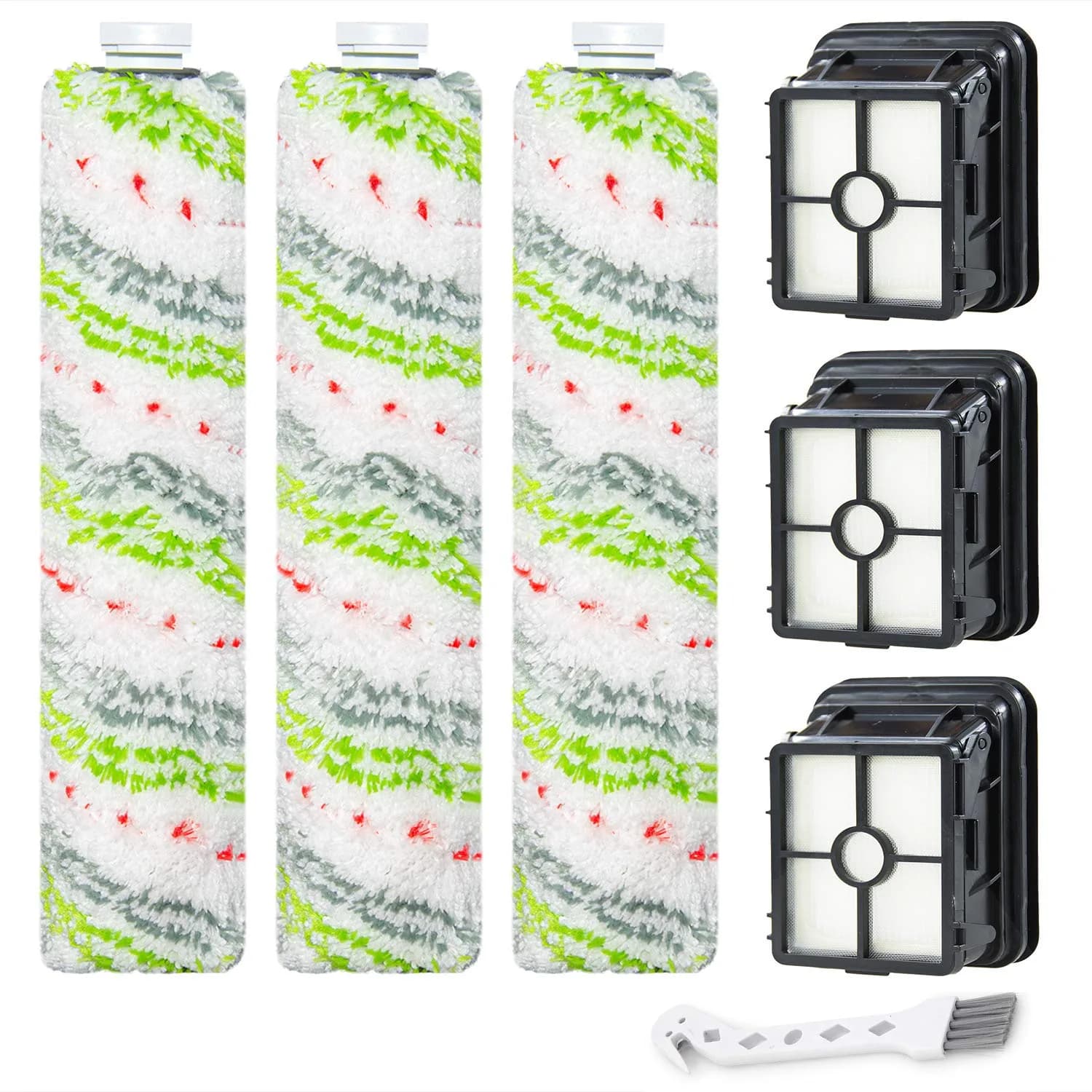 LBLVBNEWD Multi-Surface Pet Brush Rolls & Vacuum Filters 2554 & 1866 Replacement Parts for Bissell CrossWave Max (3 Brush Rolls + 3 Filters) - main product image
