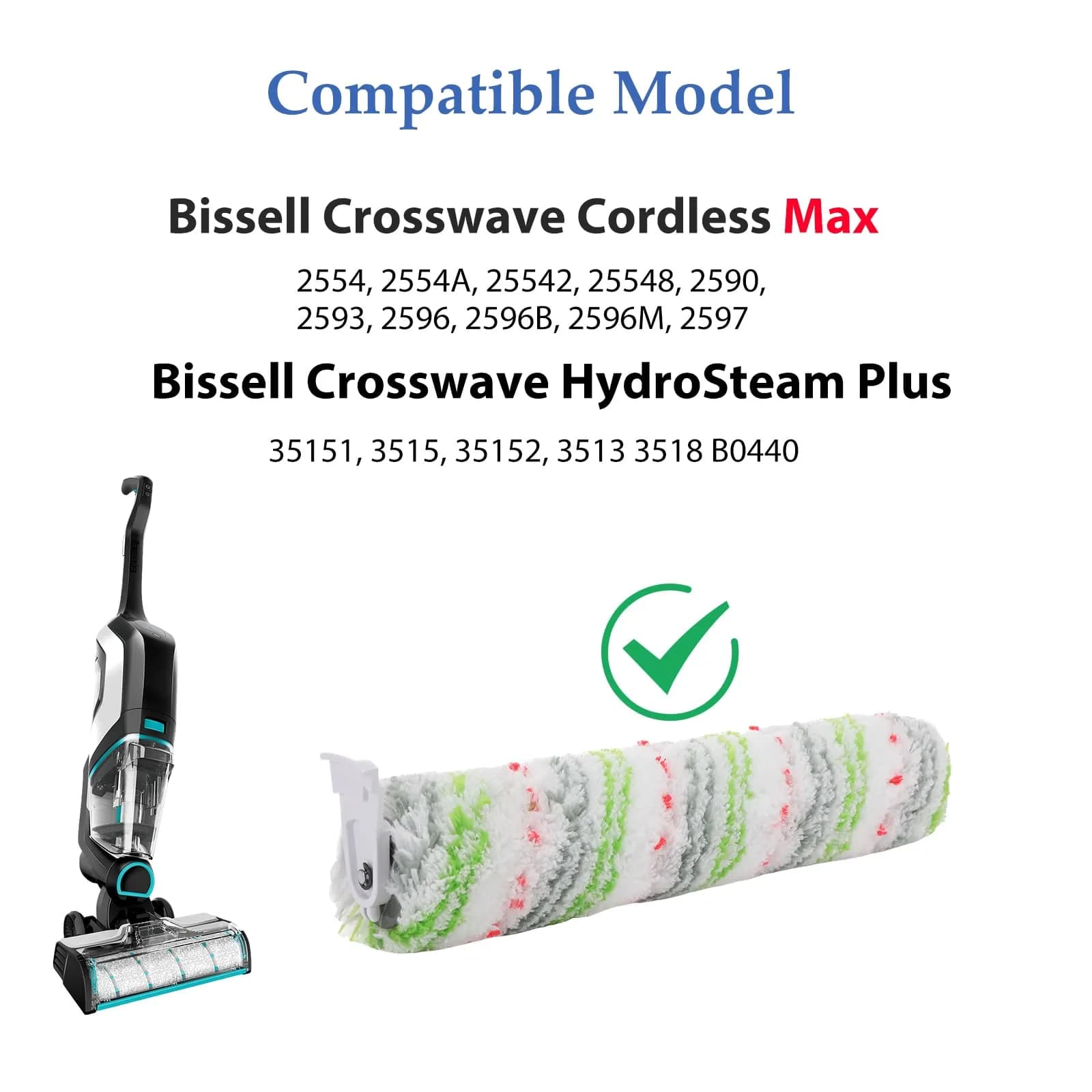 LBLVBNEWD Multi-Surface Pet Brush Rolls & Vacuum Filters 2554 & 1866 Replacement Parts for Bissell CrossWave Max (3 Brush Rolls + 3 Filters) - view 2