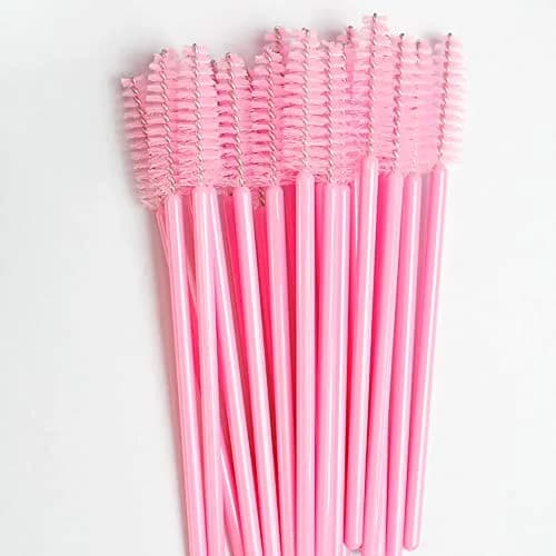 FANJEIS Eyelash Spoolie Brushes 100PCS Pink | Bendable Fiber Hair & Plastic Handle for Mascara & Eyebrow Grooming thumbnail 2