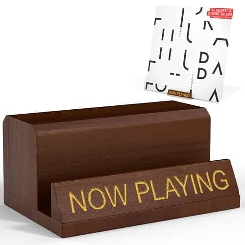 Heather & Willow Now Playing Vinyl Record Stand Walnut | Wooden Vinyl Record Holder Display for Albums & Turntables | 10.8 cm (4.29 in) Width thumbnail 1