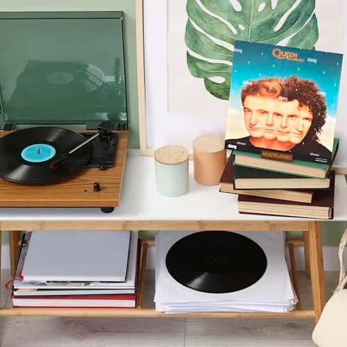 Heather & Willow Now Playing Vinyl Record Stand Walnut | Wooden Vinyl Record Holder Display for Albums & Turntables | 10.8 cm (4.29 in) Width thumbnail 4