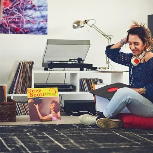 Heather & Willow Now Playing Vinyl Record Stand Walnut | Wooden Vinyl Record Holder Display for Albums & Turntables | 10.8 cm (4.29 in) Width thumbnail 6