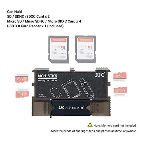 JJC 6-Slot Memory Card Holder Case with USB 3.0 Card Reader | Holds 4 Micro SD, 2 SD Cards thumbnail 5