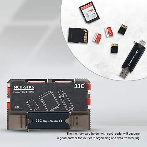 JJC 6-Slot Memory Card Holder Case with USB 3.0 Card Reader | Holds 4 Micro SD, 2 SD Cards thumbnail 7