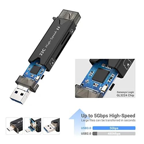 JJC 6-Slot Card Case: 4 Micro SD + 2 SD + USB Card Reader, Credit Card Size - view 2