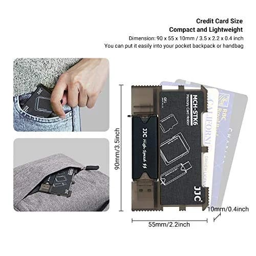 JJC 6-Slot Card Case: 4 Micro SD + 2 SD + USB Card Reader, Credit Card Size - view 4