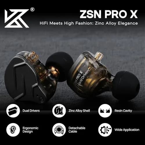Linsoul KZ ZSN PRO X Hybrid Wired Earbuds 1DD+1BA | HiFi In-Ear Monitors with Detachable Cable thumbnail 2