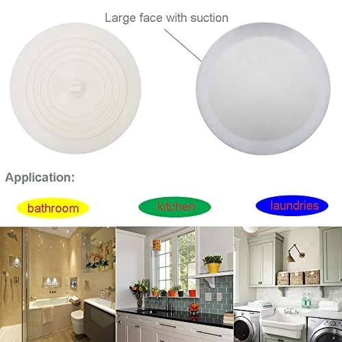 V-TOP 6-Inch Silicone Tub Stopper 2-Pack | Universal Flat Suction Drain Plug for Kitchen, Bathroom, Laundry thumbnail 7