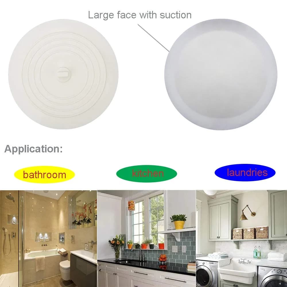 V-TOP 6-Inch Silicone Tub Stopper 2-Pack | Universal Flat Suction Drain Plug for Kitchen, Bathroom, Laundry - view 7