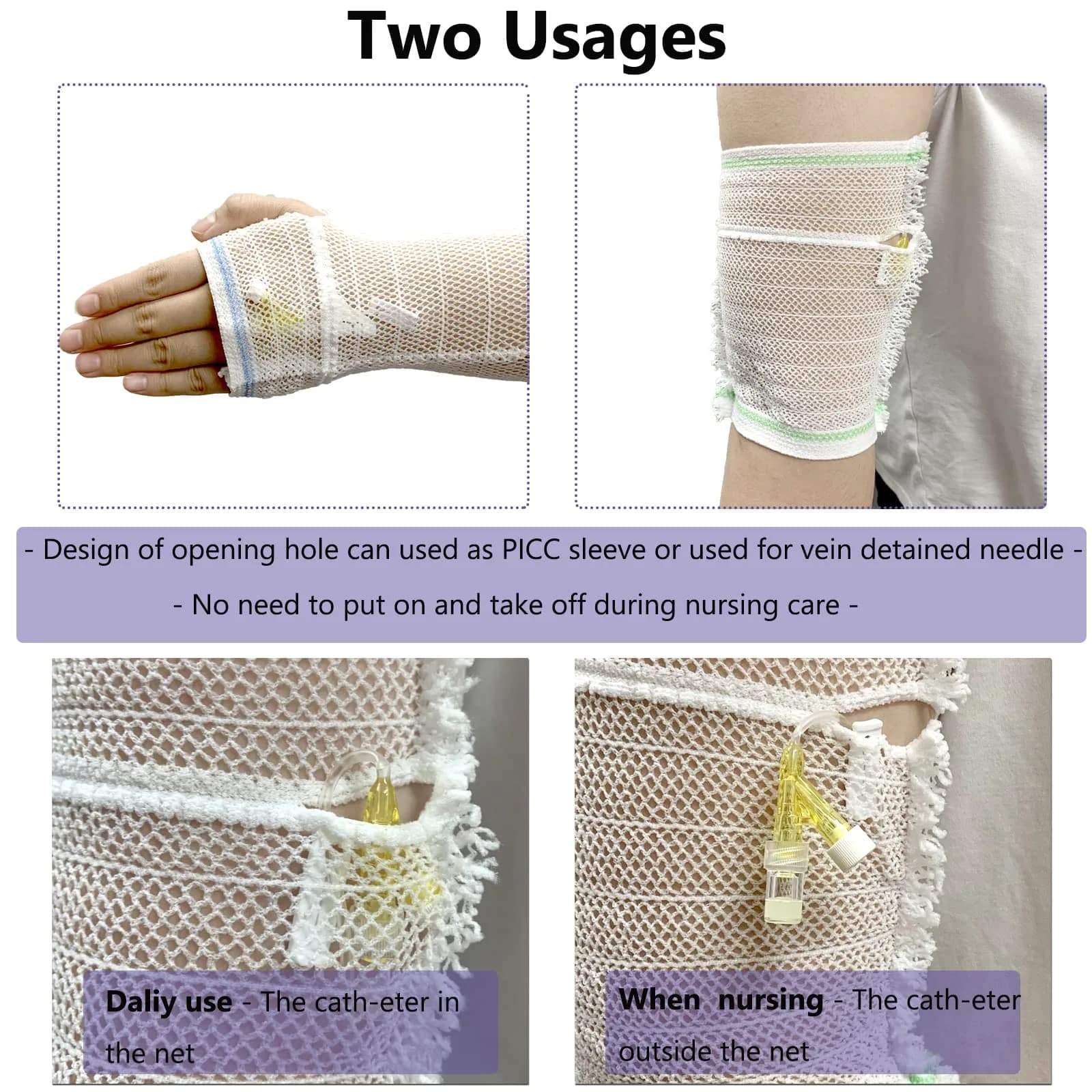 CHOYTONG PICC Line Cover Sleeve XS (1.4 x 3.2 inches) | Elastic Net Arm Protector - view 3