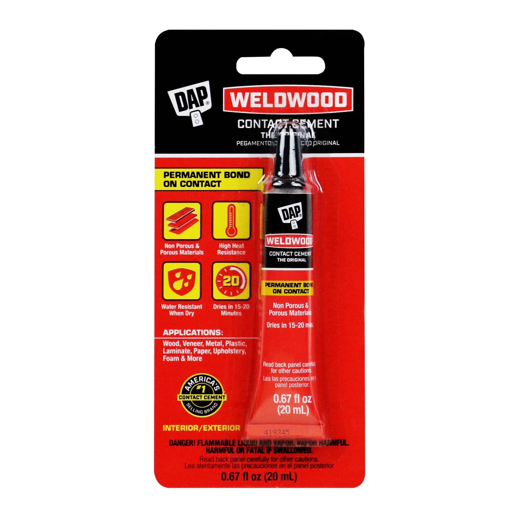 DAP Weldwood Contact Cement Tan 0.67 Oz | Instant High-Strength Bond for Surfaces — Tan