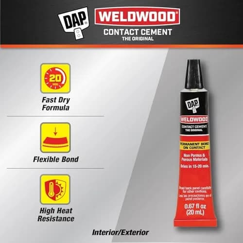 DAP Weldwood Contact Cement Tan 0.67 Oz | Instant High-Strength Bond for Surfaces thumbnail 2