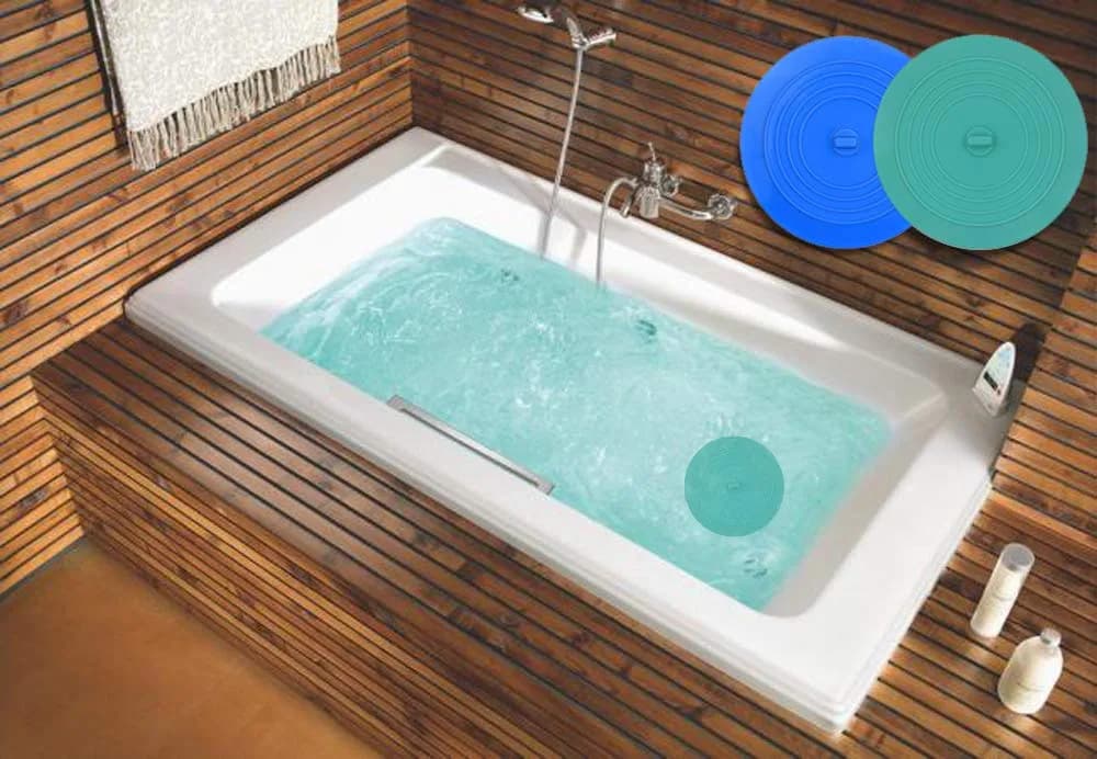 V-TOP 6 inch Green & Blue Tub Stopper 2 Pack - Transparent Silicone Drain Plug for Kitchen, Bath, Laundry - view 4