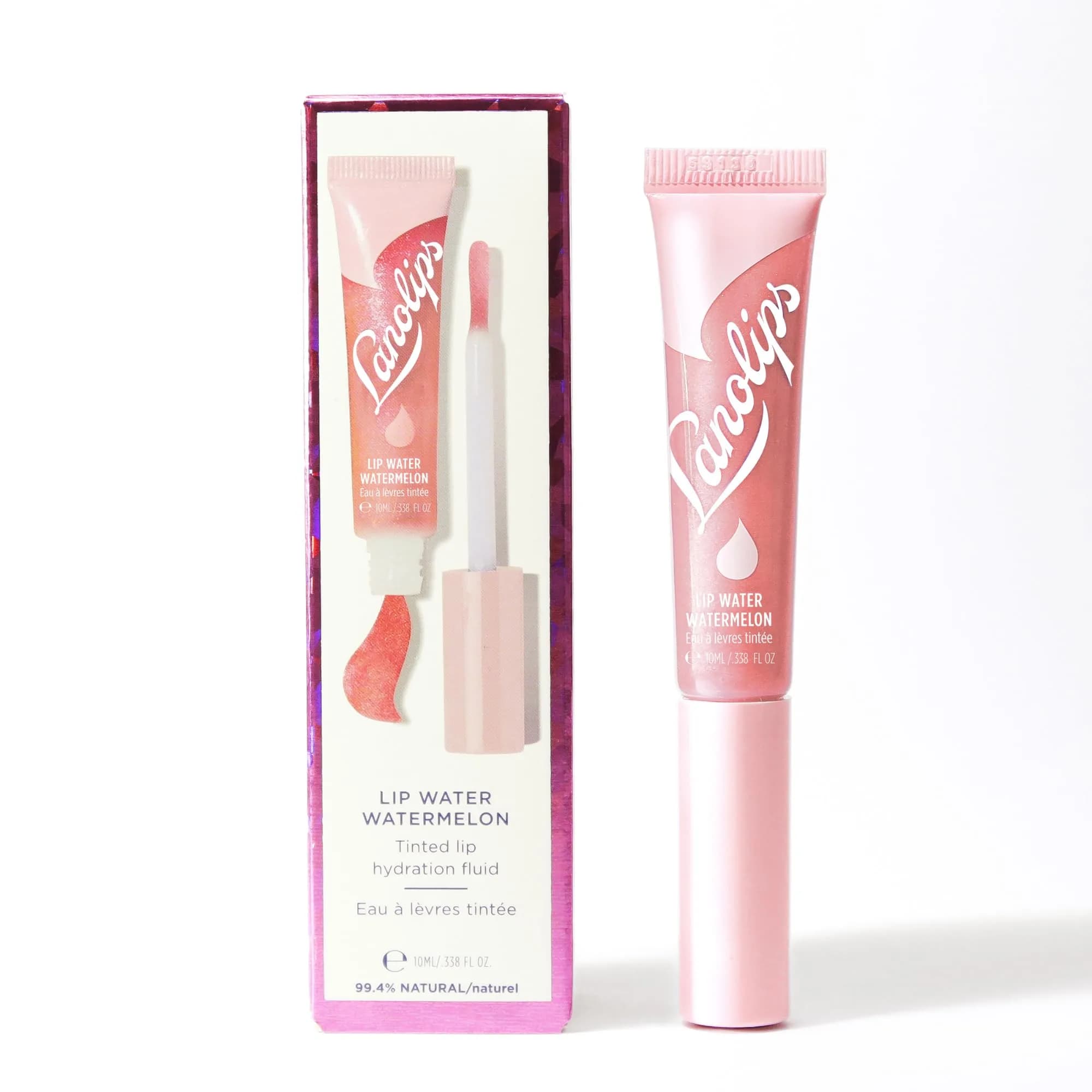 Lanolips Lanolin Lip Water Watermelon 10ml | Hydrating Lip Serum with Hyaluronic Acid & Shimmer — Watermelon