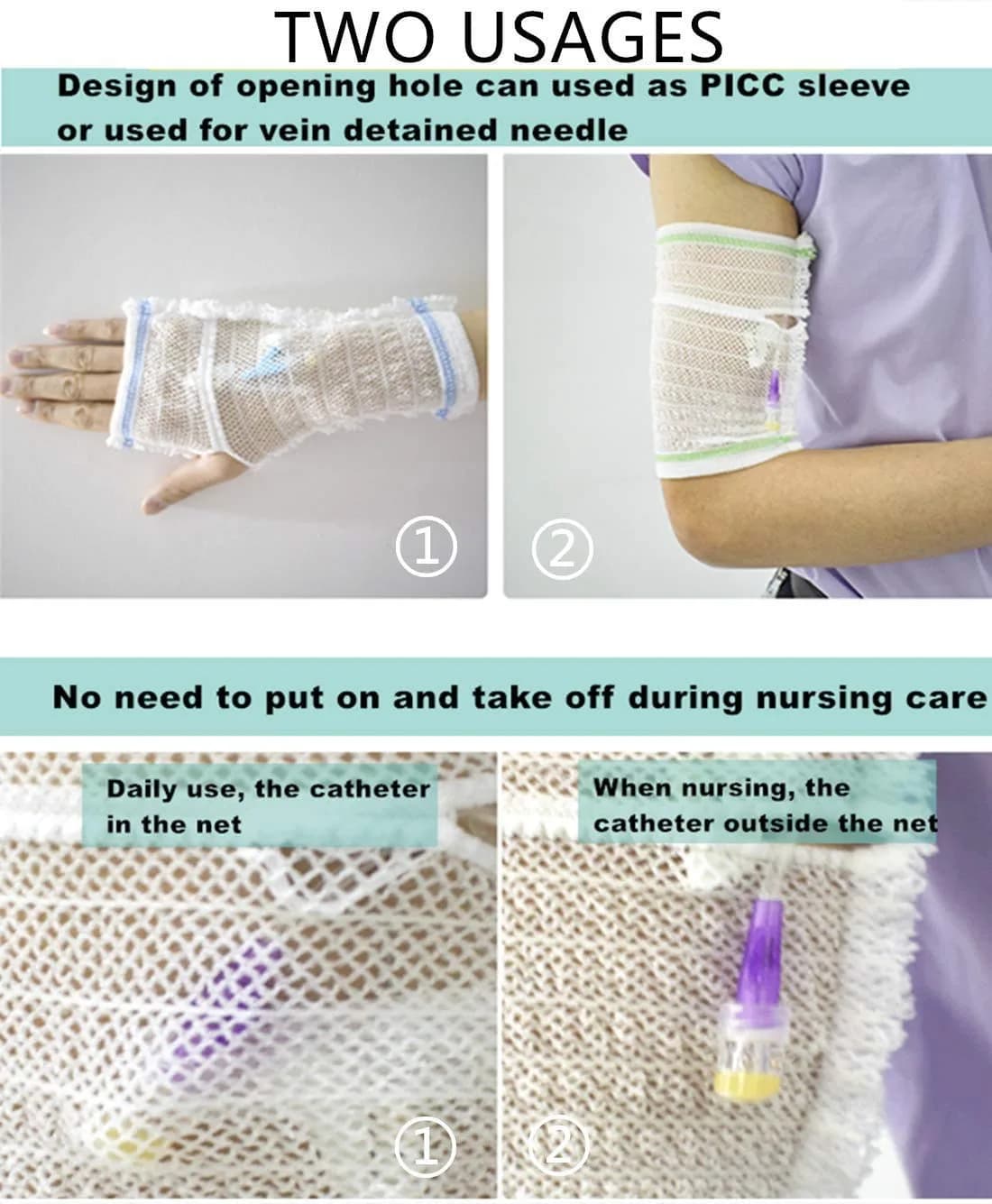 CHOYTONG PICC Line Cover Sleeve X-Large Beige Breathable Elastic Net Arm Protector for Children Age 5-10 - view 2