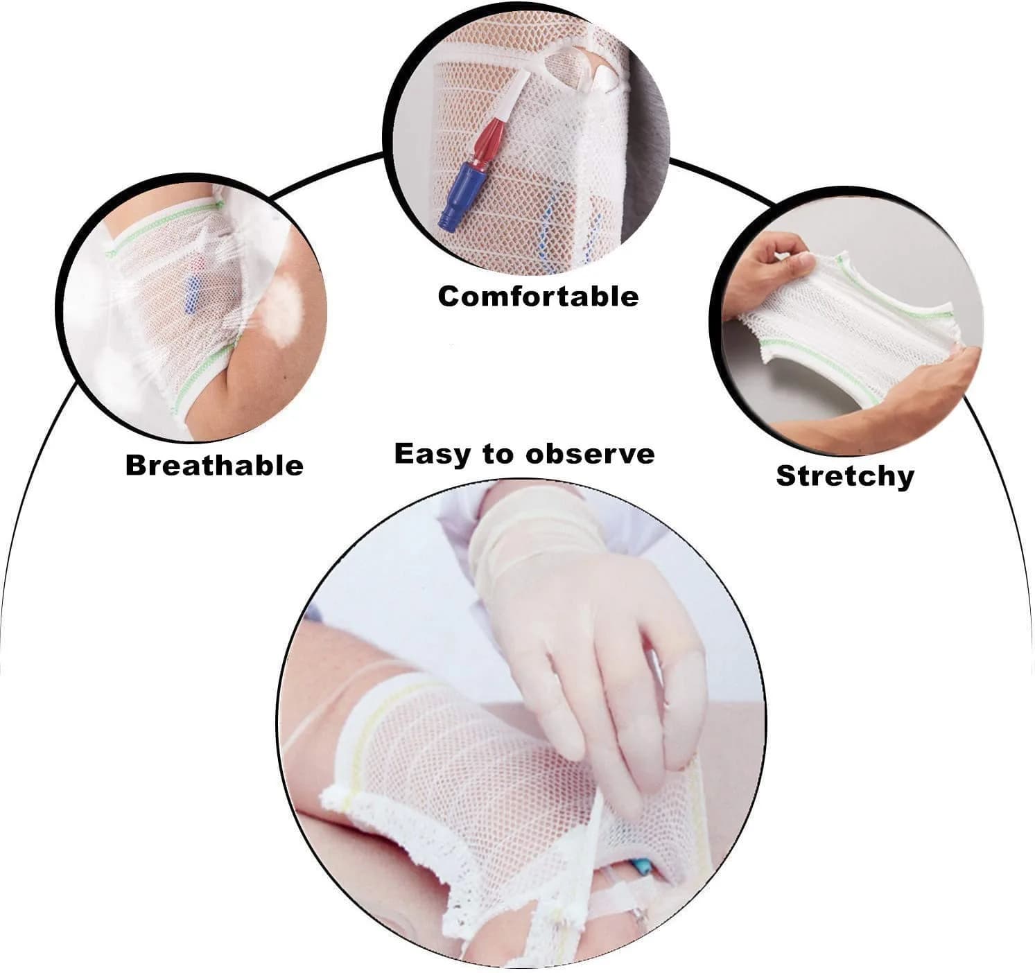 CHOYTONG PICC Line Cover Sleeve X-Large Beige Breathable Elastic Net Arm Protector for Children Age 5-10 - view 3