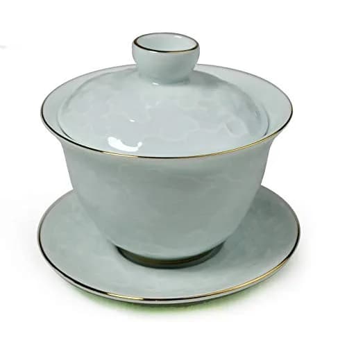 YXHUPOT Gaiwan Chinese Sancai 6oz Tea Set with Gold Wire Porcelain | Traditional Chinese Tea Ceremony thumbnail 1