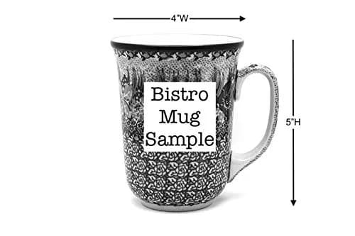 Polish Pottery Gallery Handmade Ceramic Mug 473ml (16 oz) | Forget-Me-Knot Blue Traditional Pattern thumbnail 3