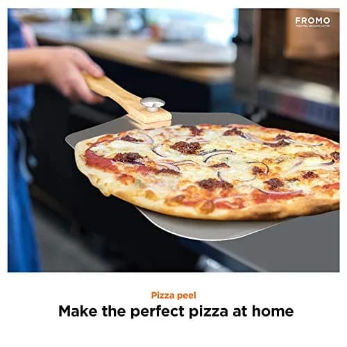 FROMO Premium Aluminum Pizza Peel Set with Foldable Wood Handle & 14" Rocker Cutter | 35.5cm x 30.5cm (14" x 12") thumbnail 8
