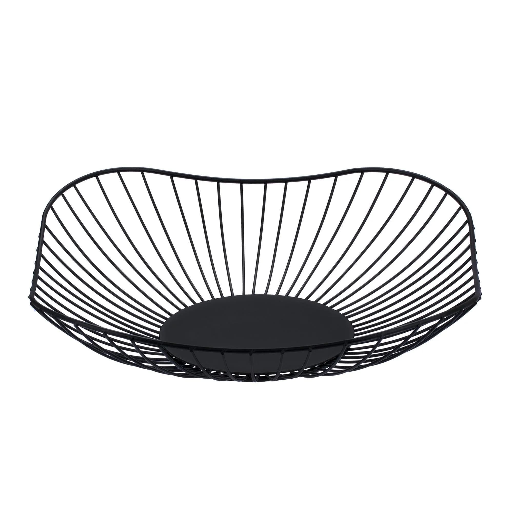 IBWell Short Curved-Edge Modern Creative Stylish Single Tier Dish, 10.9" (27.99cm) Square Metal Fruit Basket | Elegant Kitchen Decor - main product image