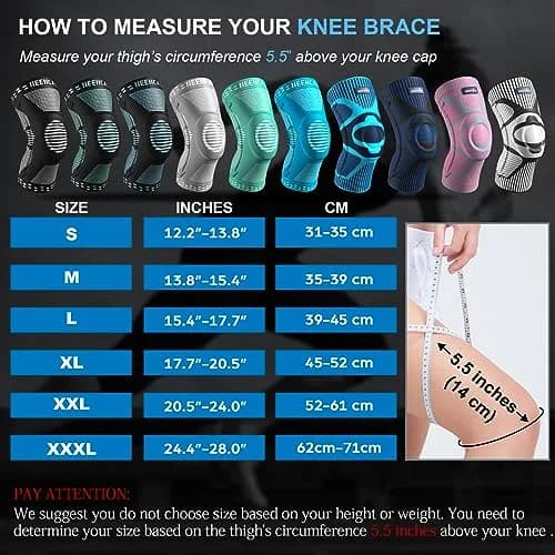 NEENCA Knee Brace for Knee Pain Relief, Compression Knee Sleeves with Patella Gel Pad & Side Stabilizers, Medical Grade Support for Weightlifting, Running, Arthritis, Meniscus Tear (Medium, Black) thumbnail 5