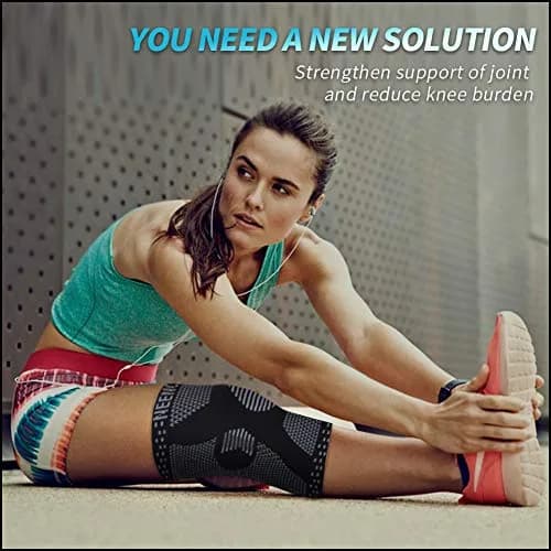 NEENCA Knee Brace for Knee Pain Relief, Compression Knee Sleeves with Patella Gel Pad & Side Stabilizers, Medical Grade Support for Weightlifting, Running, Arthritis, Meniscus Tear (Medium, Black) thumbnail 6