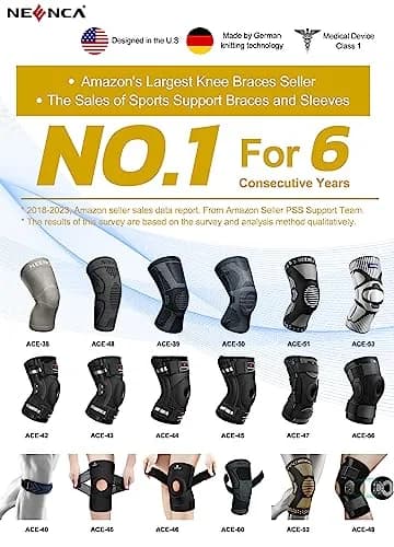 NEENCA Knee Brace for Knee Pain Relief, Compression Knee Sleeves with Patella Gel Pad & Side Stabilizers, Medical Grade Support for Weightlifting, Running, Arthritis, Meniscus Tear (Medium, Black) thumbnail 8