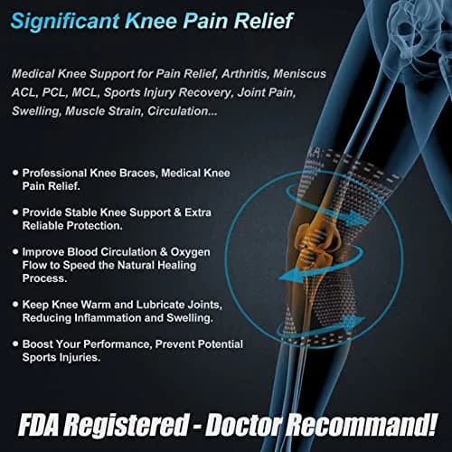 NEENCA Knee Brace for Knee Pain Relief, Compression Knee Sleeves with Patella Gel Pad & Side Stabilizers, Medical Grade Support for Weightlifting, Running, Arthritis, Meniscus Tear (Medium, Black) thumbnail 3